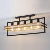 Plafonnier noir or L:76 cm 5-flamme E27