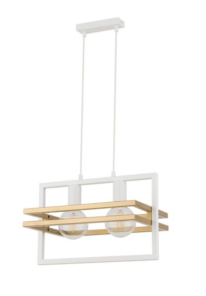 Lampe à suspendre en métal blanc or E27 long 40,5 cm à 0,8 m