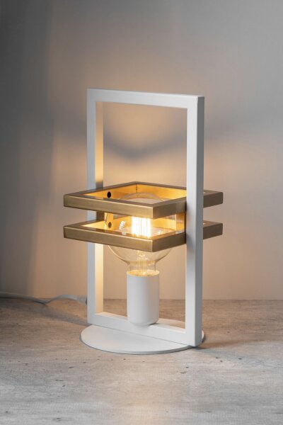 Petite lampe de table Blanc Métal Lire E27 32 cm bas