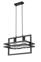 Suspension moderne noir m&eacute;tal E27 2 flammes