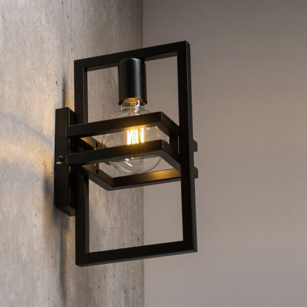 Kleine Wandlampe Metall Schwarz dekorativ E27 H:31 cm