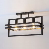 Plafonnier métallique noir 3 flammes E27 52 cm de...