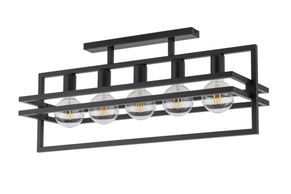 Plafonnier multi-flamme noir métal E27 stylé