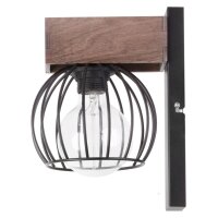 Applique noire métal bois E27 H:25 cm confortable