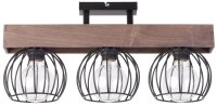 Schwarze H&auml;ngeleuchte Holz Metall L:54 cm Mehrflammig