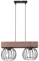 Metall Pendelleuchte Schwarz Holz Gitter E27 gem&uuml;tlich