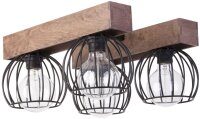 Gem&uuml;tliche Deckenlampe Holz Metall Schwarz L:41 cm E27