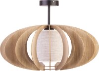 Plafonnier rond bois tissu anti-éblouissement...