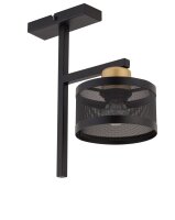 Plafonnier m&eacute;tallique noir or E27 L:28 cm...