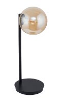 Nachttischlampe Schwarz Metall Glas Bernstein 44 cm G9