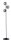 Lampadaire 3 flammes noir verre gris H:161 cm Moderne