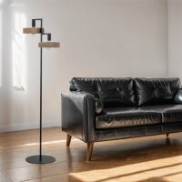 Moderne Stehlampe Schwarz Metall Holz Lesen 160 cm...