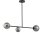 Plafonnier 3 flammes Gris Verre M&eacute;tal Noir G9 88 cm
