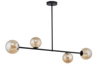 Boule Plafonnier Ambre Verre Noir Métal G9