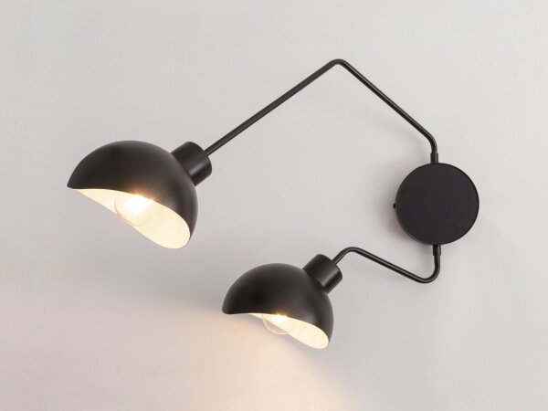 Moderne Wandleuchte Metall Schwarz Weiß E27 2-flammig
