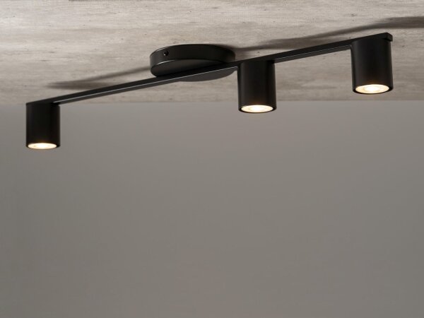 Schwarze Deckenlampe Zylinder GU10 3-flammig 70 cm groß