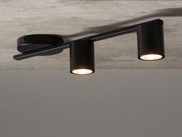 Plafonnier GU10 noir métal 46 cm long 2 flammes