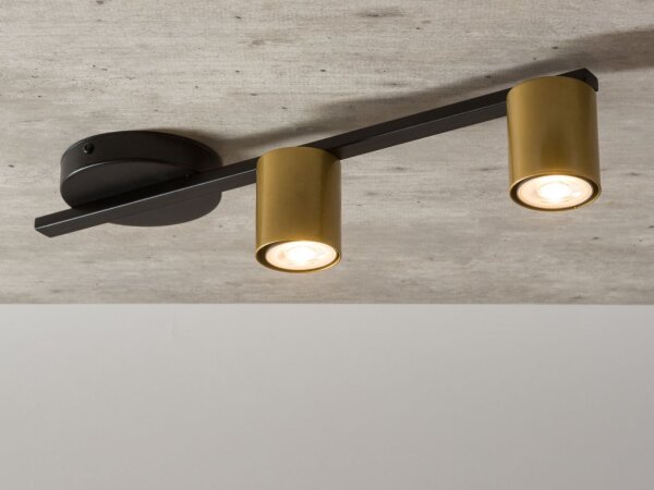 Plafonnier allongé noir or métal GU10 46 cm