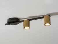 Plafonnier allongé noir or métal GU10 46 cm