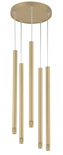 Lampe à suspendre dorée en métal Cylindre Moderne 5-flmg rond