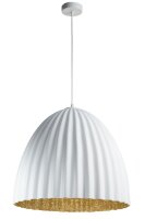 M&eacute;tal Lampe suspendue or blanc Loft E27 stri&eacute;