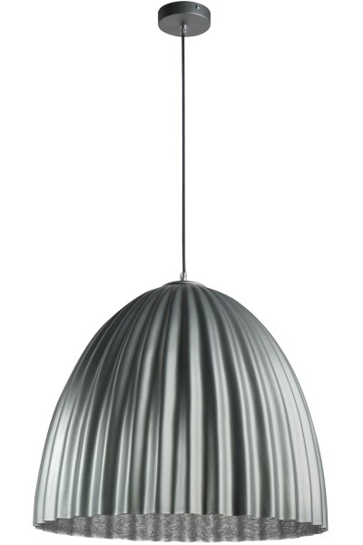 Loft Lampe à suspendre métal argenté strié Ø50 cm rond E27