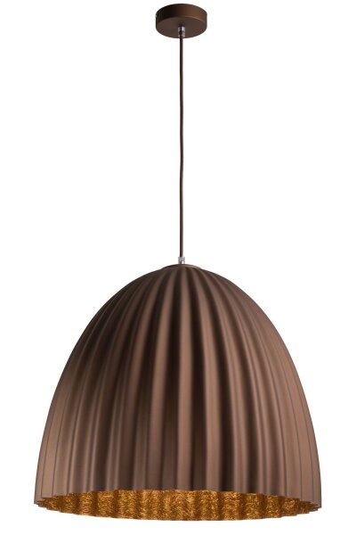 Grand luminaire suspendu Loft brun cannelé rond Ø70 cm