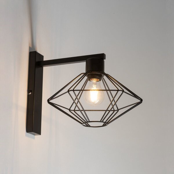 Applique Métal Fil Noir E27 P:35 cm décoratif
