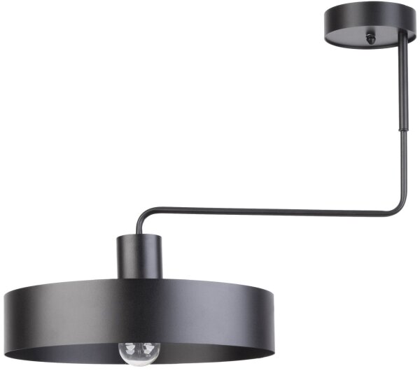 Plafonnier noir métal rétro E27 L:64 cm grand
