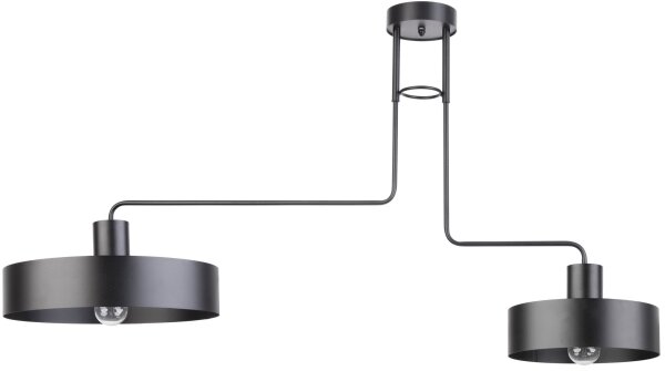 Metall Deckenlampe Schwarz 2-flammig L:115 cm E27 groß
