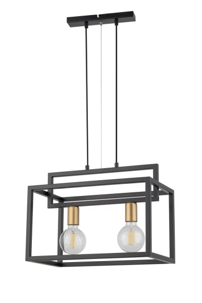 Metall Pendelleuchte Gold Schwarz L:45 cm E27 2-flammig
