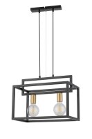 Metall Pendelleuchte Gold Schwarz L:45 cm E27 2-flammig