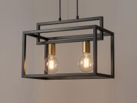 Metall Pendelleuchte Gold Schwarz L:45 cm E27 2-flammig