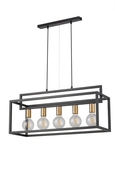 Lampe à suspendre multi-flamme or noir métal E27