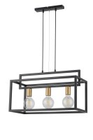 Pendelleuchte Schwarz Gold E27 3-flammig 58 cm lang