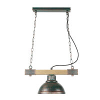 Lampe &agrave; suspendre bois m&eacute;tal E27 en cuivre...