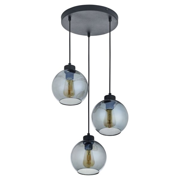 Suspension noir graphite E27 tissu anti-éblouissement