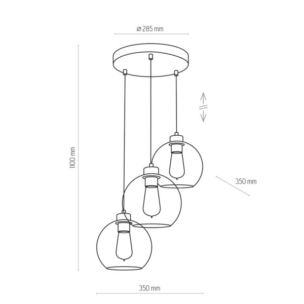 Suspension noir graphite E27 tissu anti-éblouissement