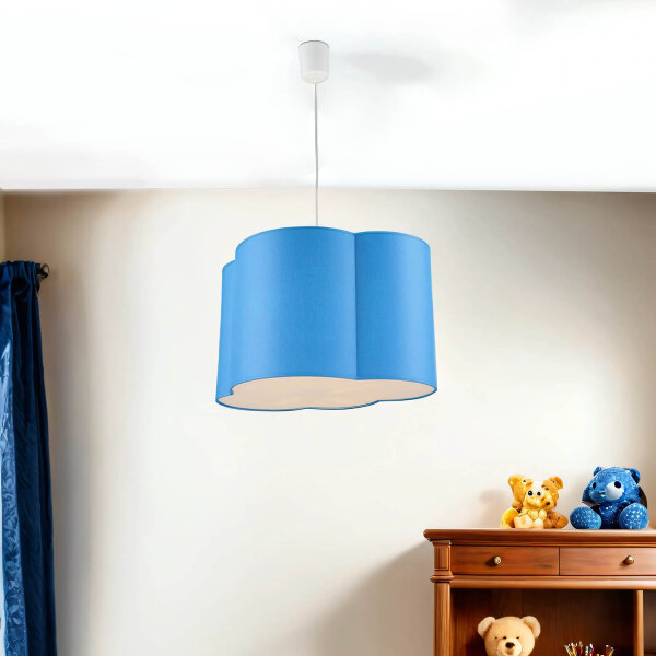 Hängelampe Kinder Metall Stoff E27 Weiß Blau