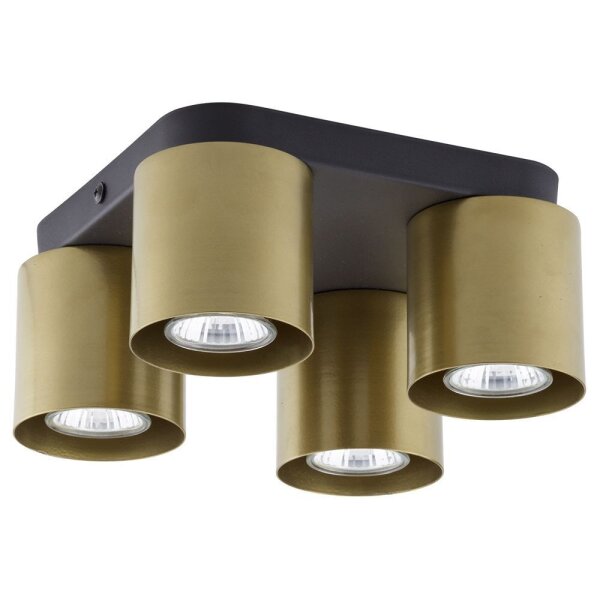 Plafonnier GU10 noir or 4-flamme élégant