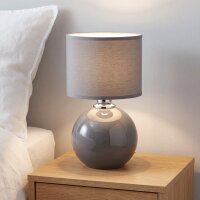 Lampe de chevet verre tissu gris graphite E27 36 cm
