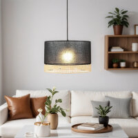 Hängelampe Stoff Metall E27 in Schwarz Braun