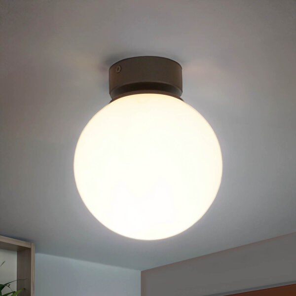 Deckenleuchte E27 Schwarz Weiß Glas Metall Modern