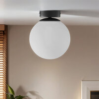 Plafonnier E27 Noir Blanc Verre M&eacute;tal Moderne