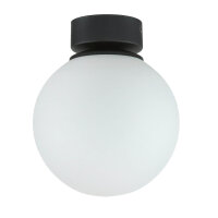 Plafonnier E27 Noir Blanc Verre Métal Moderne