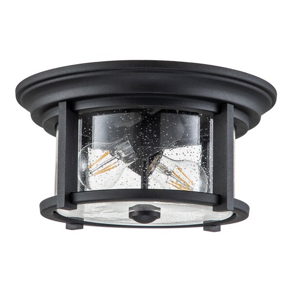Deckenlampe außen rund Ø 33 cm Schwarz Transparent IP44