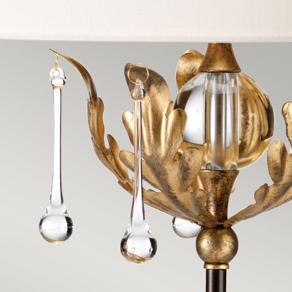 Tischleuchte 72 cm E27 in Bronze Elfenbein Stoff Metall