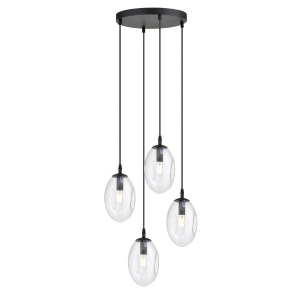 Pendelleuchte Glas Metall verstellbar 4-flammig E14