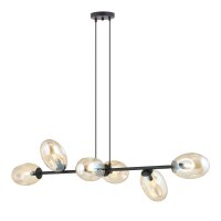 Pendelleuchte Schwarz Bernstein E14 Glas Metall