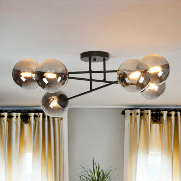 Deckenlampe Schwarz Graphit E14 Glas Metall